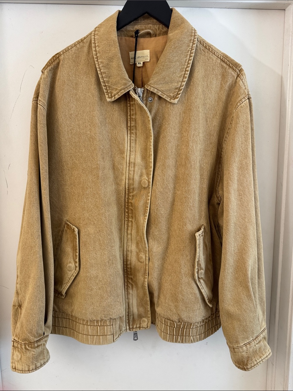 Avec Les Filles Washed Tan Women's Jacket - Casual Zip & Snap Front
